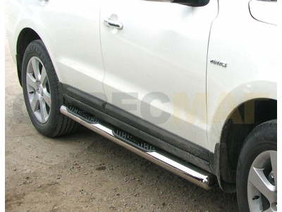 Пороги труба с накладками 76 мм Технотек для Kia Sportage 2008-2010