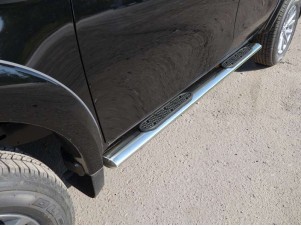 Пороги труба овальная с накладками 120х60 мм для Fiat Fullback № FIAFUL16-07