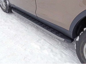Пороги алюминиевые ТСС с накладкой серые для Land Rover Discovery Sport № LRDISSPOR15-05GR